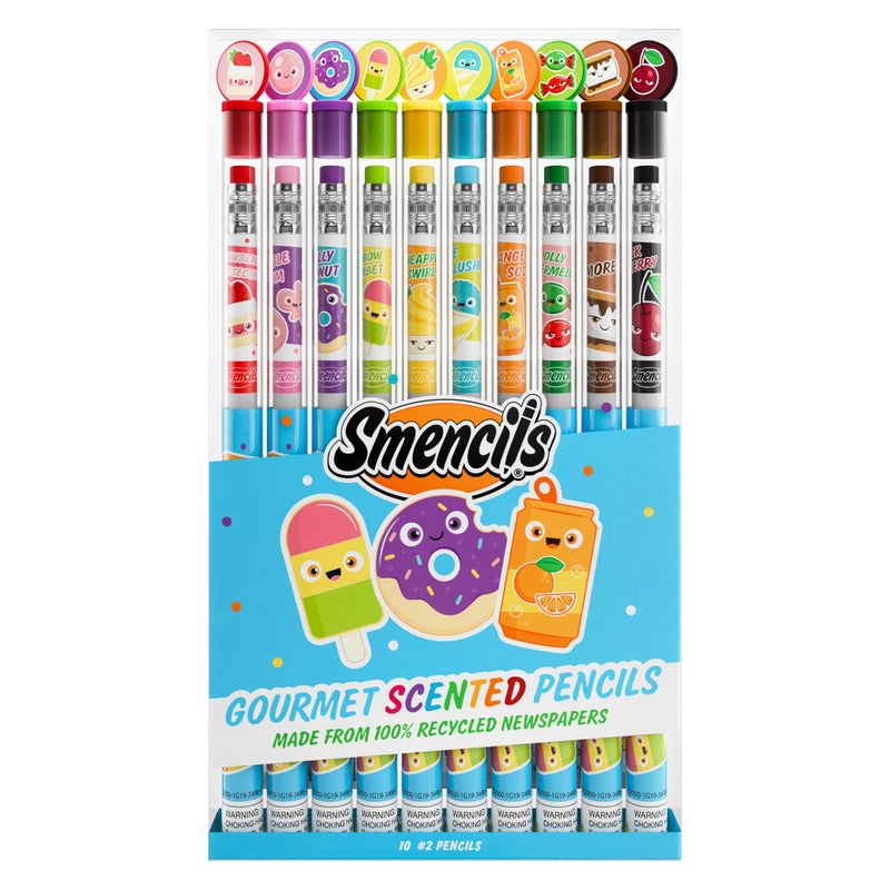 Scentco Smencils - Patented Gourmet Scented Graphite HB #2 Pencils Made from Recycled Newspapers, 10 Count, Gifts for Kids, School Supplies - Image 2